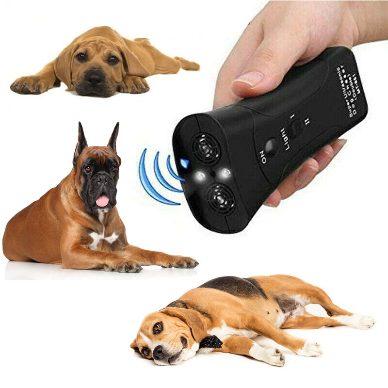 3-in-1 Ultrasonic Anti-Bark Dog Trainer – Bark Repeller with LED Flashlight