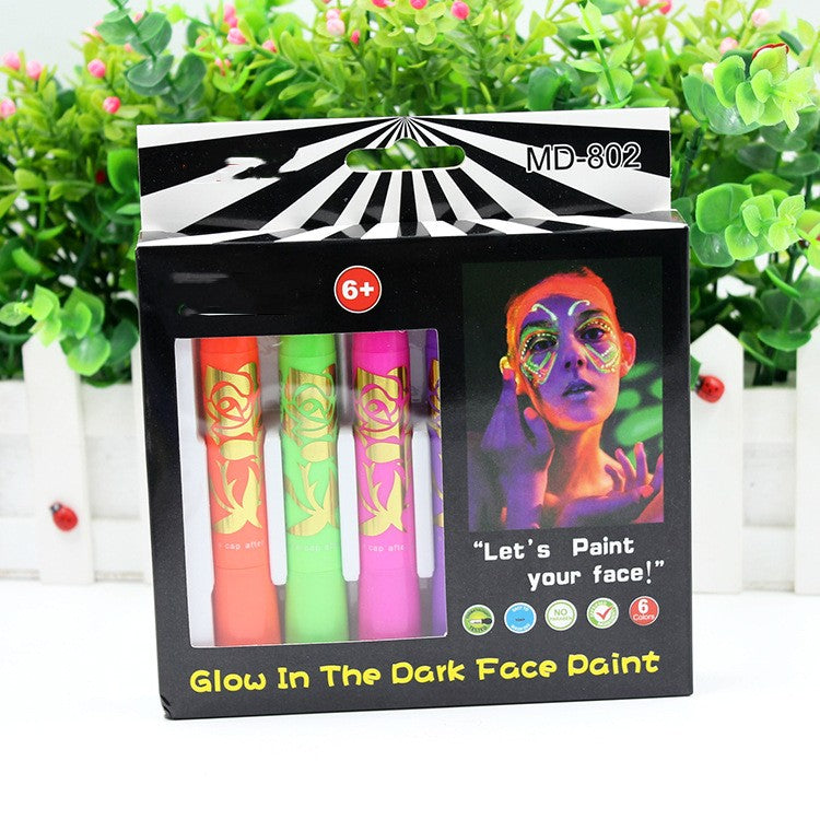 Luminous Face Paint Crayons – 6 Neon Colors for Halloween & Parties