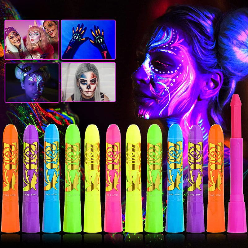 Face Paint Crayons – 6 Colors, 12 Sticks for Halloween & Body Art