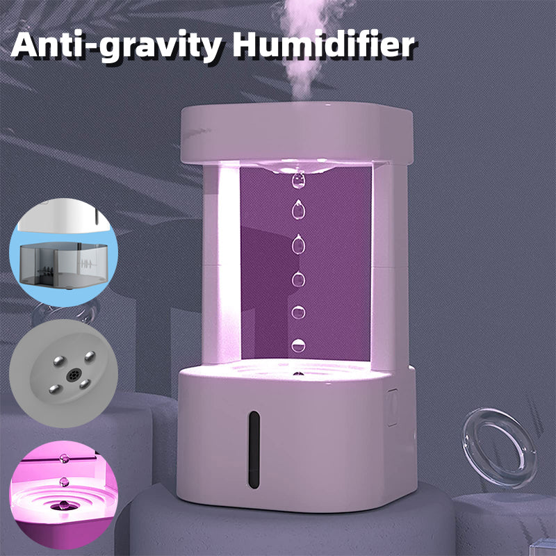 Anti-Gravity Water Drop Humidifier – 580ML Quiet Bedroom & Office Mist Spray