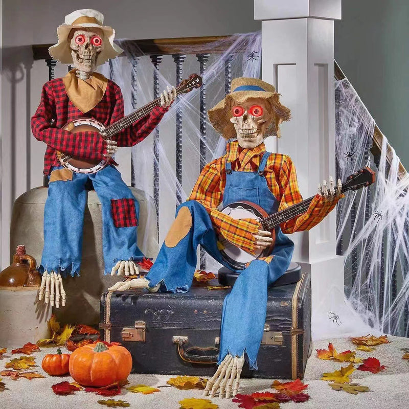 Halloween Banjo Skeleton Decoration – Musical Skeleton Prop