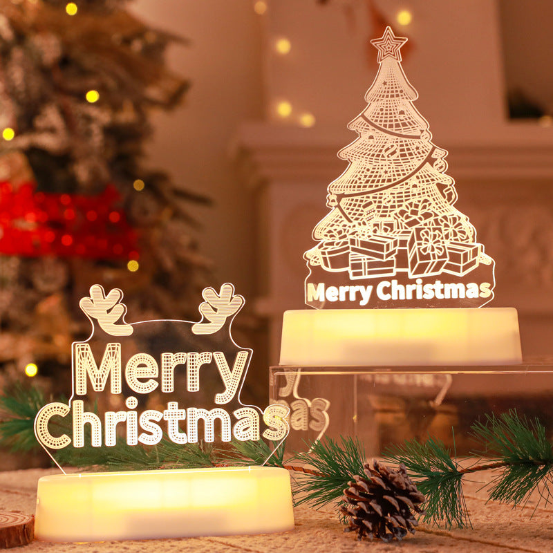 3D LED Acrylic Night Light – Christmas & Holiday Gift Lamp Decoration