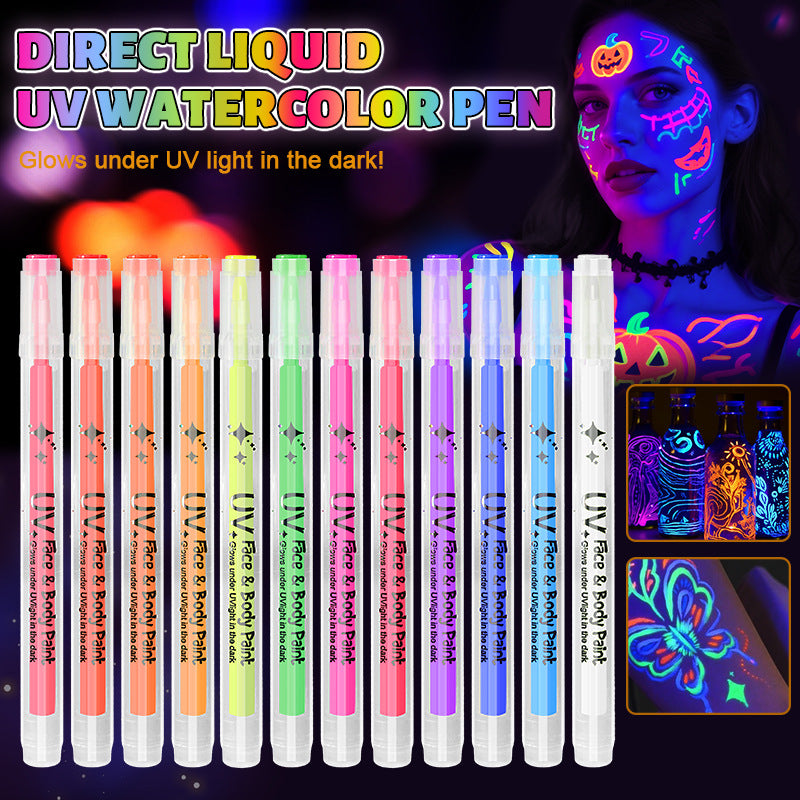 UV Glow Paint Pens – 12 Neon Colors