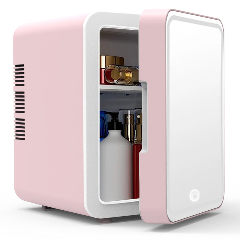 Mini Skincare Fridge with LED Mirror – Beauty Refrigerator for Makeup & Skincare